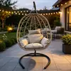 Silla colgante de cesta de pie del fabricante en stock, silla columpio de ratán plegable para interior y exterior de balcón, silla colgante de nido de pájaro para una persona para uso doméstico
