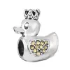 Panjia Nuevo Caliente Oro y Plata Pedrería Amor Trébol de Cuatro Hojas Pato Amarillo Corona Accesorios para Joyería DIY con Cuentas Mano