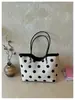 Bolso Versátil de Lino con Lunares de Lujo Ligero para Mujer 2026 Nuevo Coreano de Nicho Casual de Gama Alta Bolso Tote de Gran Capacidad