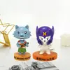Figuras de Animales para el Hogar de Resina Dibujos Animados Creativos Adornos de Escritorio con Cabeza Móvil Gatitos, Cachorros y Conejos Hechos a Mano