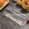 Cuchara completa desechable cabeza redonda cuchara de plástico negro transparente mango largo cuchara esmerilada empaquetada individualmente cuchara para postre de repostería