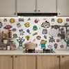Adesivo à Prova de Óleo Desenho Animado Adesivo de Parede para Cozinha Adesivo de Parede para Fogão Coifa Filme Decorativo à Prova d'Água Resistente a Altas Temperaturas