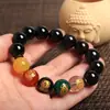 Atacado do Fabricante Pulseira Amuleto do Deus da Riqueza de Cinco Vias de Obsidiana, Modelos Masculino e Feminino, Contas de Transferência, Pulseira do Deus da Riqueza de Cinco Vias