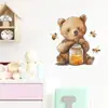 Desenho Fofo Urso Pote de Mel Adesivos de Parede Autoadesivos Adesivos para Geladeira de Cozinha Adesivos de Decoração para Sala de Restaurante ZN3171C