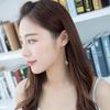 S925 Sterling Silver Flash Diamond Estrela Assimétrica Lua Orelha Linha Coreano Simples Elegante Longo Tassel Brincos Femininos