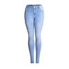 Ropa Europea y Americana Cintura Media-Alta Corte Ajustado Pierna Estrecha Perla Pie Pequeño 2 Colores Tachonado Borla Jeans de Moda Pantalones Blancos con Borde Crudo