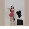 Amazon 2024 primavera nueva europea y americana para mujer sexy chica caliente con hombros descubiertos tubo top puro deseo falda con volantes de pastel