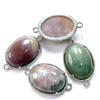 Colgante doble agujero ovalado de amatista incrustada nuevo transfronterizo 13*18mm superficie de huevo hecho a mano DIY accesorios de joyería de mano