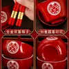 Taza de Té Boda Cambiar Palabras Par de Copas para Brindis Tazas Tazones Palillos Set Boda Rojo Doble Felicidad Tazas de Té Suministros de Boda Colección