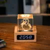 Luz Noturna de Cristal para Relógio Cubo de Nuvem Ornamento de Mesa Luminária de Cabeceira Árvore de Cristal Presente de Natal para Meninas Transfronteiriço