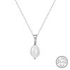 Collar de Plata S925 Perla de Agua Dulce Natural Forma Ovalada Barroca Venta Directa de Fábrica Venta al por Mayor