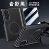 Nuevo modelo apto para Samsung Z Fold 20% de descuento funda para teléfono plegable con soporte giratorio magnético, cuero liso tipo piel, cadena y protección anticaída