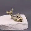 Peixe de Latão Puro para Dragão Pequenos Enfeites, Peças Manuais de Animal de Estimação para Chá de Carpa, Paisagismo de Aquário, Artesanato de Decoração para Casa de Mesa