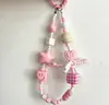 Cadena para teléfono con cara sonriente de dopamina en forma de corazón, pulsera de cuentas con lazo, cadena de muñeca Xiaohongshu, amuleto para bolso, cámara y botella de agua