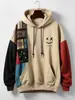 Nueva Sudadera de Otoño Para Hombre Estampado Étnico 3D Patchwork Sudadera de Manga Larga Moda Callejera Sudadera con Capucha