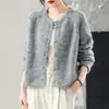 2026 Moda Nova Versátil Solto Emagrecedor Gola Redonda Manga Longa Cardigan de Tricô Elegante Pequeno Estilo Chanel Casaco Suéter Feminino
