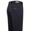 Calças Casuais de Verão para Homens Calças Retas de Cintura Alta Calças com Elasticidade nas Quatro Lados Calças Largas para Meia-Idade Soltas Sem Ferro Finas