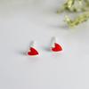 Literatura y Arte Corazón de Chica Fresh Mori Pendientes de Amor con Esmalte Rojo Plateado Japonés-Coreano Versátiles Elegantes Pendientes para Mujer