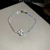 Pulsera de Flor con Forma de Diamante de Circonia Estilo Coreano, Exquisita, Elegante, Sencilla, Moderna, Lujo Ligero, Joyería de Alta Gama para Mujeres