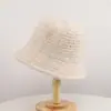Nuevo sombrero de pescador de punto hueco de mezcla de lana para otoño e invierno para mujer, hace que la cara se vea más pequeña, versátil y cálido, sombrero tipo cubo de moda estilo coreano