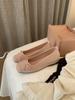 Zapatos Planos de Ballet para Mujer Estilo Mamá Uva Lazo Francés Aumentadores de Altura, Mocasines de Verano para Exteriores con Punta Cerrada