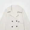 Venta al por mayor transfronteriza 2026 Moda europea y americana versátil casual blazer de doble botonadura con cuello de traje, chaqueta suelta de manga larga para mujer F41563