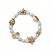 Acessórios transfronteiriços europeus e americanos, pulseira elástica estilo praia de verão com imitação de pérola, estrela-do-mar, tartaruga, concha, búzio para mulheres