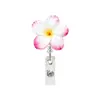Porta-crachá retrátil giratório acrílico com flor de orquídea, fácil de puxar, para equipe médica, clipe de crachá, fivela de puxar fácil, presente