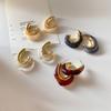 Pendientes de resina de metal irregulares estilo retro francés para mujer, estilo coreano, sencillos y elegantes, con un toque frío.