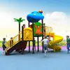 Equipamento de Playground Infantil Grande Porte Transfronteiriço, Combinação de Escorregador de Plástico e Balanço para Parque Comunitário