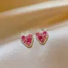 Pendientes de Plata con Aguja de Plata y Fresa de Circonita Estilo Coreano Estilo Dulce Pendientes de Botón Moda Pendientes Sencillos Lujo Ligero Sensación de Alta Gama Joyería al por Mayor