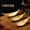 Prato Artesanal em Formato de Barco de Bambu para Decoração de Sashimi Japonês, Pá de Bambu, Cesta de Bambu, Cesta de Sobremesa, Prato Especial de Bambu, Mini