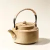 Bule para Ferver Chá de Cerâmica Bruta Fogareiro Envolvente Bule para Ferver Chá com Vela de Fogo e Vela Conjunto Simples para Manter Chá Quente Bule para Exterior