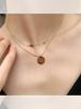 Collar retro apilado multicapa para mujer, redondo, de marca, estilo frío, colgante simple, elegante, de malla de acero de titanio, cadena de clavícula roja