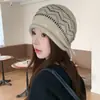 Gorro de Punto Fair Isle para Mujer, Estilo Coreano Otoño e Invierno, Vintage Cálido, Protege Orejas, Dobladillo Enrollado, Gorro de Lana Casual Versátil