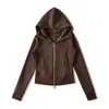 Ap25631-25 Nuevo Estilo Otoño Estilo Europeo y Americano Cálido Forrado de Polar con Capucha Cremallera Casual de Manga Larga Cárdigan Chaqueta Corta