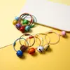 Anel de arame de aço com sino de cor doce, joias DIY, fivela para pendurar beads Perler, acessórios de chaveiro pintados, pingente de mochila, corda de arame de aço