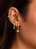 Conjunto de cuatro pendientes de alta calidad para mujer, con colgante de cruz de circonita con incrustaciones de venta caliente transfronteriza europea y americana chapados en oro real de latón, conjunto de cuatro piezas