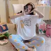 Pijama Mujer Verano Dulce Lindo Delgado Manga Corta Holgado Casual Estudiante Dos Piezas Ropa de Casa Traje Primavera y Verano