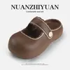 Fábrica de Sapatos Qidan Sapatos Mary Jane perfurados para mulheres, verão, casa, interior, sola macia, antiderrapante, podem ser usados ao ar livre, sandálias de bico fechado para praia para mulheres