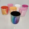 Taza de vela vacía de vidrio DIY personalizada de alta gama, taza de aromaterapia, fondo curvo, fondo negro grueso, taza de vela transparente esmerilada con tapa