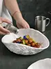 Novo Prato Grande de Sopa de Peixe Cozido de Luxo, Louça de Hotel, Prato de Concha com Padrão de Rocha, Cerâmica Doméstica