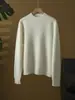 Suéter de Punto de Lana Merina 100% Cuello Medio Manga Larga para Mujer, Amigable con la Piel, Holgado Estilo Perezoso, Suéter de Lana Otoño