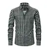 Camisas masculinas de manga comprida novas para outono e inverno europeias e americanas transfronteiriças, com estampa xadrez retrô, adequadas para uso casual e de negócios