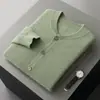 Outono/Inverno Novo Masculino 100% Lã Pura Estilo Old Money Gola Baseball Espessa Cardigã de Botão Roupa de Exterior Quente Estilo Preguiçoso