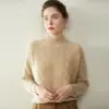 26 Nuevo Suéter Básico de Cachemira para Otoño e Invierno, Cuello Alto Medio, Engrosado, con Patrón de Diamantes, de Punto Pullover Holgado de Manga Larga