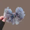 Pinza Retorcida de Gasa Burbuja Fresca a Cuadros Azules Estilo Coreano con Pinza Banana para Cola de Caballo Alta para Mujeres, Pinza para Cabello Semi-Recogido, Pinza de Garra