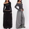Calça Jogger com Cordão para Comércio Exterior para Mulheres, Calça Wide-Leg Azz com Strass Brilhante para Dança, Calça Masculina Tendência Estilo de Rua Dança de Jazz Americana