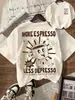 Camiseta Casual Cómoda de Manga Corta con Estampado de Café Helado y Sol, Talla Europea Transfronteriza, Camiseta Casual de Verano para Mujer