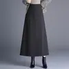 Falda clásica de sarga elegante para mujer, nueva falda de línea A de talle alto que cubre la cadera para otoño e invierno 2026, falda elegante y versátil con dobladillo grande